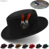 Chapéus de aba larga Balde de porco feminino Torda de porco Banda de penas Fedora Trilby sunhat jazz clássico Party Outdoor Travel Street Tamanho do estilo US 7 1/4 UK LQ240403