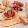 Cucine giocano cibo per bambini in legno naturale a colori e verdure simulazione giocattolo da cucina taglio di frutta cucina giocattoli in legno cognitivo 2443