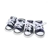 Dog Apparel 4PCS/Set Puppy Pet Dogs Boots Anti-slip Walk Bootie Sport Shoes Denim Causal Sneaker XS-XL