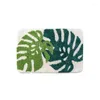 Bath Mats Design Green Leaves Microfiber Absorbent TPR Non Slip Backing Machine Washable Plant Leaf Thick Carpet Decor Rug