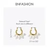 Earrings ENFASHION Natural Pearl Hoop Earrings For Women Gold Color Cute Small Circle Hoops Earings Fashion Jewelry Oorbellen E191117