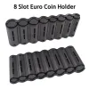 8 emplacements Euro Coin Holder Dispensver Black Coin Sorter Collecteur avec Spring Waiter Cashier Driver Small Change Storage