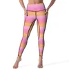 Женские леггинсы тропические закаты йога брюки сексуальный розовый и оранжевый графический толкатель