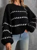 Damestruien voor vrouwen 2024 Gestreepte oversized oversized trendy casual Crew Neck gebreide tops pullover jumper