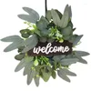 Decorative Flowers JFBL Artificial Eucalyptus Leaves Decorations Wreath Christmas Holiday Decor With Welcome Wood Board For Home