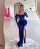 Party Dresses SoDigne Royal Blue Mermaid Evening Detachable Long Sleeves Side Split Celebrity Dress Formal Gowns