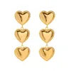 Orecchini a bottone Uworld Elegante dichiarazione in acciaio inossidabile placcato oro 18 carati Cuore Amore a tema San Valentino Regalo gioielli Aretes De