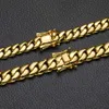 Factory Wholesale Hip Hop Jewelry 10mm-22mm 14K 18K 24K Real Gold Plated Brass Heavy Miami Cuban Link Chain Armband för män