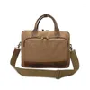 Briefcases Men's Canvas Bag Crazy Horse Skin Handbag Single Shoulder Leisure Business Messenger