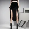 Etekler 2024 Siyah Goth Kore tarzı rock Damen etek Gotik yüksek bölünmüş yarım uzunluk Harajuku retro kawaii y2k vintage