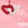 Decorative Flowers Valentine's Day Wreath Dual Heart Shaped Love Decorations For Outdoor Wedding Window Door Anniversary