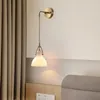 Wandlamp volledig koperen licht luxe woonkamer hangende draad Japanse stijl minimalistisch glas slaapkamer nachtkastje
