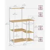 Kitchen Storage Rack With Wire Basket 6 Hooks And Shelves For Spices Pots Pans Oak Beige Classic White