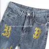 Jeans masculin New Blue Lettring Jeans brodé élastique gratuit Micro Micro Horn Jeans pour hommes pour femmes jeans pour femmes jeans de concepteur Jeans Gray