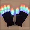 LED -licht stokken Rave Rave Flashing Gloves Glow 7 Modus Up Finging Tip Lighting Pair Zwart Nieuw