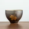 Koppar tefat rost glasera guld folie keramik tekopp te set en kopp kinesisk retro master