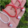 Pendant Necklaces Cute Colorf Beads Chain Mushroom Necklace For Women Girls Chokers Accessories Fashion Drop Delivery Jewelry Pendants Dhpyh