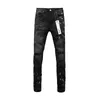 Heren jeans usa Men Street Wear Old Black Gray Jean Rip Ink Jet Micro Elastic Pocket Slim Fit Jeans Button Fly Purple Man DesignerQ0K8