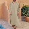 Abbigliamento etnico uomini musulmani jubba thobe maniche lunghe abiti traspiranti 2024 collare collare islamico arabo kaftan abaya islam abito