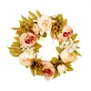 Fleurs décoratives pivoine simulées guirlande artificiel rotin anneau de bague