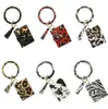 Women039S läder mobiltelefonväska koppling plånbok armband med Bangle KeyChain ID Kreditkort Wristlet Keyrings Nyckelhållare Kim9408491