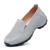 Dress Shoes GKTINOO 2024 Spring Real Leather Thick Bottom Women Wedges Cutout Sneakers Platform Loafers Lightweight Mom