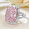 Pierścienie klastra S925 Pierścień srebrny 12 16 Wesele Wysoki Diamentowy Diamentowy Różowy Klwiak G-kolor G