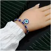 Perlen blau böse Augen Stränge Charm Armbänder Mode Stretch Sier Perlenarmband Armreifen glückliche türkische Anhängerschmuckzubehör F DHQ7Z