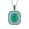 Elegant Jewelry: Imitation Emerald Square Pendant S925 Silver Fashion Accessories