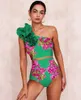 Женские купальники 2024 Retro Rose Pink Bougainvillea Floral Print Set Set Set The Wearswear и лыж