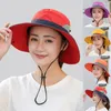 Chapeaux à bord large femmes chapeau de soleil en acrylique avec bouche de vent-pain de trous de trous protecteur pêcheur sportif accessoires en respirant