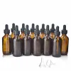 Bottles 12pcs 2 Oz 60ml Eye Dropper Bottle Empty Refillable Amber Glass Tincture Bottles with Pipette for Essential Oils Lab Chemicals