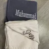 Blankets Arabic Customized Baby Blanket Embroidered Name Shower Gift Soft And Breathable Cotton Knitted Personalized