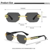Calderside Retro Çerçevesiz Güneş Gözlüğü Erkek Polygonal Metal Çerçeve Kadın Güneş Gözlükleri İş Dış Mekan Hediye Kutusu Yaz Stili 240402