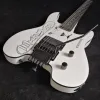 Guitar headless electric guitar WHITE color solid body quilted maple veneer cover guitar, Free shipping