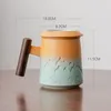 Mugs 400ML Creative Tea Separation Cup Gradient Ceramic Mug Office Personal Retro Coffee For Milk Drinkware