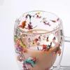 Wine Glasses 1 Pc Creative Juice Glass Cup Double Wall Dried Flower Heat Resistant Transparent Delicate Coffe Milk Ice Cream Gift