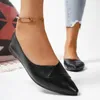 Zapatos casuales Damas Toe puntiagudo de color sólido de cuero elegante bocadillo de boca plana