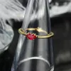 Cluster Rings Original Design S925 Silver Ruby Red Lip Shape Gold-plated Ring Opening To Attend The Banquet Wedding Luxury Jewelry