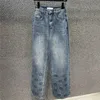 Projektanci dżinsowe spodnie haftowany projekt listu dżinsy mody wysokiej talii