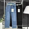 Designer South Oil High End Women's Wear CH2024 Autumnwinter New High Waist Slim Broidered Letter Slim Fit Poldoly Jeans 6GVT