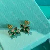 Exquisite Flower Earrings Designer Diamond Earrings For Women High Quality Colored Stone Jewelry Earrings Ladies Birthday Social Valentine Gift With Box