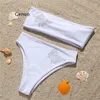 Женские купальные костюмы без бретелек Bandeau Bikini Sexy Afinestone Butterfly Design Сплошные белые купальники летние купальщики купание высокая талия