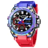 Relógios de pulso SMAEL colorido Exiba dupla Men Relógios esportivos esportivos de alarmes militares Stopwatch de quartzo relógio digital masculino