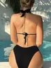 Swimwear féminin Sexy Backless Bikini Biquini Solide solide Push up Maillot de bain 2 pièces Bikini Ensemble 2024 Haut-taille Femmes Swimsuit J240403