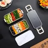 recipiente de alimentos aquecido para alimentos caixa de bento japonês lanche de lanche térmico elétrico para crianças com compartimentos para lancheira