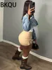 BKQU Black Low Waist Mini Skirt 2024 Fashion Cross Belt Hip Aesthetic Fairy Streetwear Vintage Khaki Aline 240323