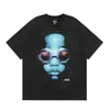 HELLSTAR Hell Star American Fashion Brand High Street Retro Wash Mens and Womens Hip Hop Casual Versatile Short sleeved T-shirt