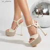 Dress Shoes Liyke Crystal Rhinestone Platform Sandalen voor vrouwen 2024 Zomer Fashion Open Toe Super Thin High Heel Party Maat 41 H2404030NGJ