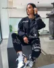 TrackSuit 2024 Outfit Letter Print Loose 2 Two Piece Set Streetwear Sweatshirt Joggers Matching Ensemble Femme Pices 230629 3069